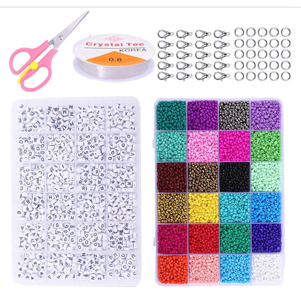 DIY - Perleboks - Seed beads - 3mm - 2400stk - Bogstavperler