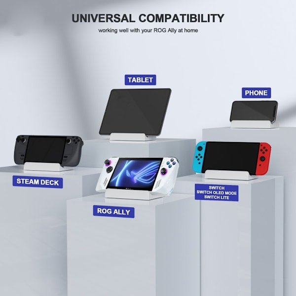 Stativ for ASUS ROG Ally 2023/Steam Deck/Switch/Nettbrett/Mobil Hvit