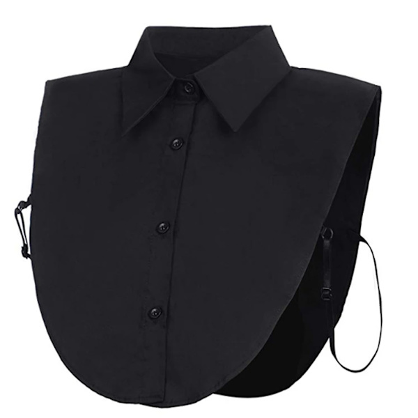 Kvinner Dame Falsk Krage Halv Skjorte Stil Bluse Avtakbar Krage Black color