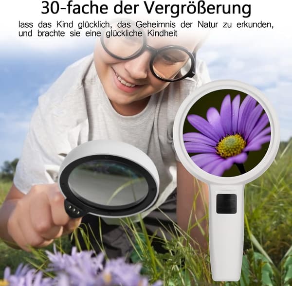 Forstørrelsesglass med lys, forstørrelsesglass 30X