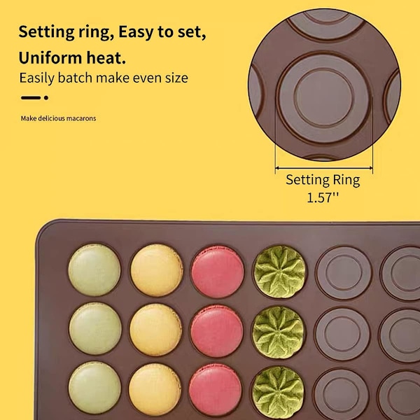 Silikone bagemåtter til macarons, 2 stk. non-stick bagemåtter
