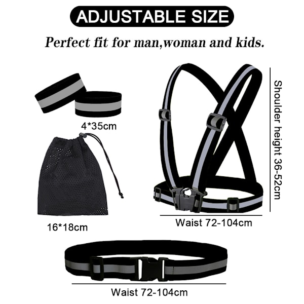 Reflekterende Elastisk Båndsett Refleksjakke Refleksvest black