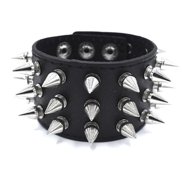 Sort armbånd med spidse nitter