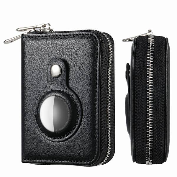 AirTag-korthållare Plånbok Dragkedja RFID-blockerande kortfodral Sort