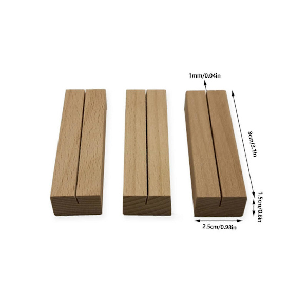 12-pack Trä Placeringskortshållare för Bröllopsbord, Äkta Trä Bordsnummerhållare, Menyhållare, Solid Bas och Elegant Design