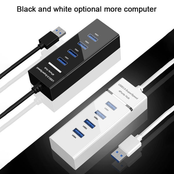 USB 3.0 -porttien Hub-jakaja-sovitin-kaapeli Tietokoneen USB-jakaja Valkoinen