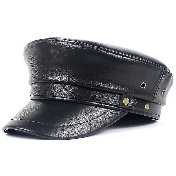 Sorte Pu Militærhatte Vintage Army Hat/Læder Beret