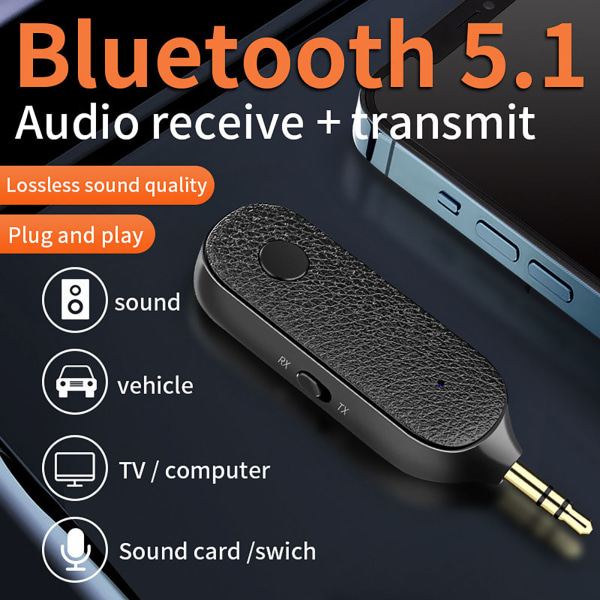 Bluetooth-kompatibel modtager og sender med håndfri opkald og indbygget mikrofon til PC/DVD/MP3/Bil/Hjem