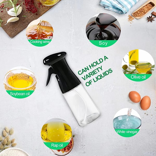 2-pack oljeflaska 210 ml oljesprayflaska, vinägerspruta olivoljaflaska, oljeflaska 1-pack oljespruta för matlagning, sallad, BBQ