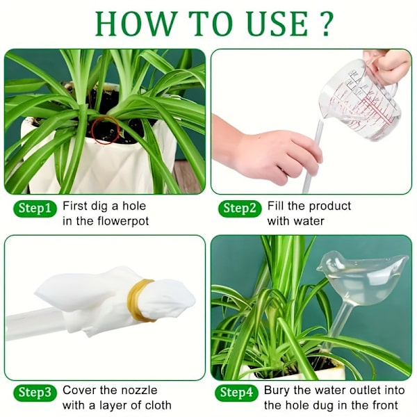 10 Sæt Selvvandede Glas, Transparent Fugleformet Globeplante