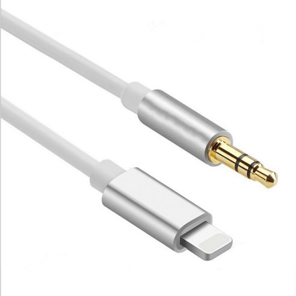 1M Lightning til AUX 3.5mm Kabel Adapter Bil Sølv