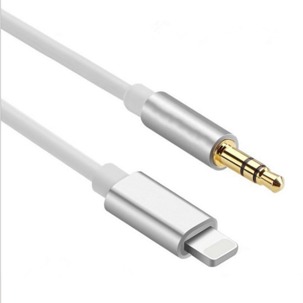 1M Lightning till AUX 3.5mm Kabeladapter Bil Silver