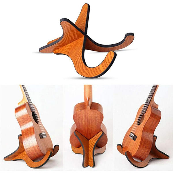 Trä Ukulele Stativ Vikbar Hållare för Mandolin Violin Gitarr Banjo