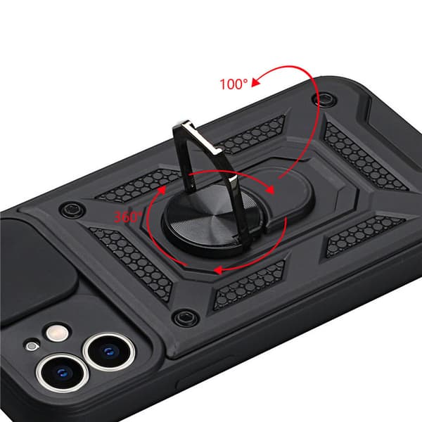 Stødsikker rustning til iPhone 16 15 Pro Max Plus etui, skyde kamera linse beskyttelse ring stand cover iPhone16