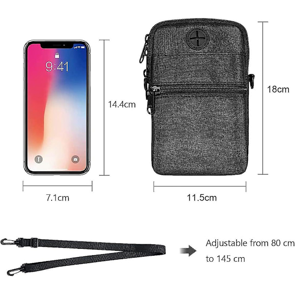 Herr axelväska, stöldskyddad axelväska med flera fickor, vattentät herr messenger väska crossbody bröstväska för resor, cykling, vandring ryggsäck Black