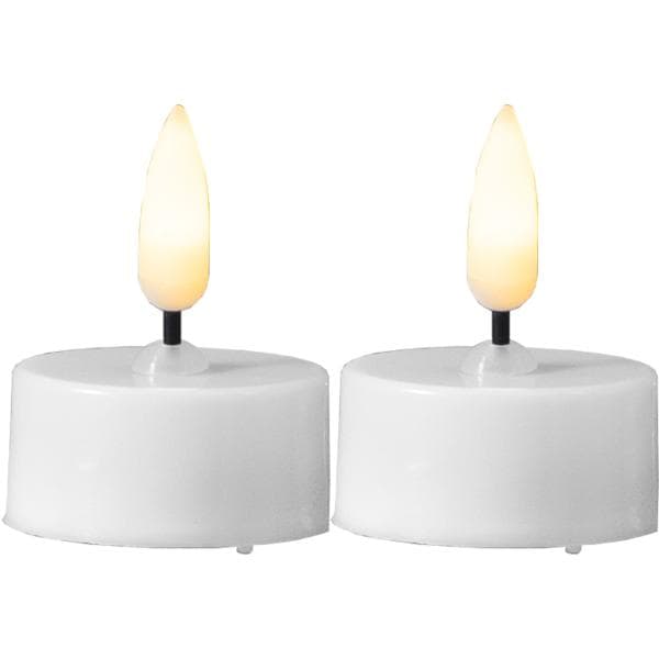 Telys 2-pakning LED med timer, hvit