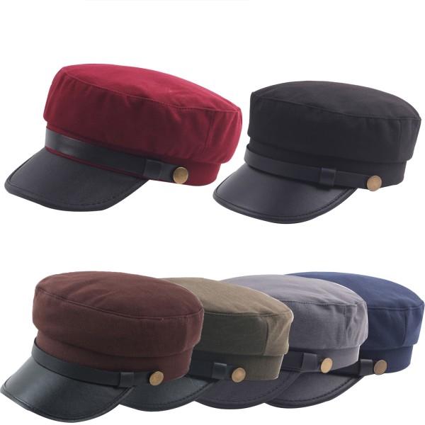 Båtkaptein Herre Sjømann Hatter Caps Flat Soldat Utendørs Red