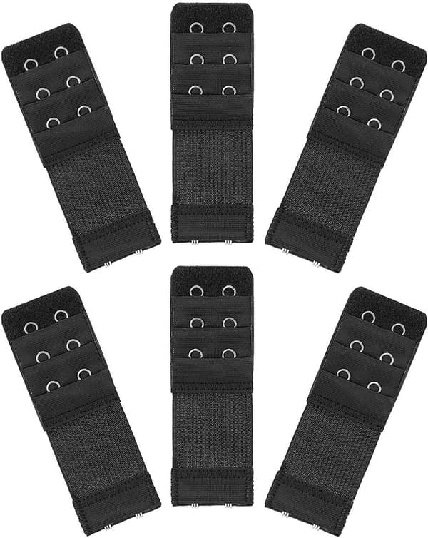 BH-förlängare i 6 delar - Elastisk förlängare - 2 krokar 3 rader Svart