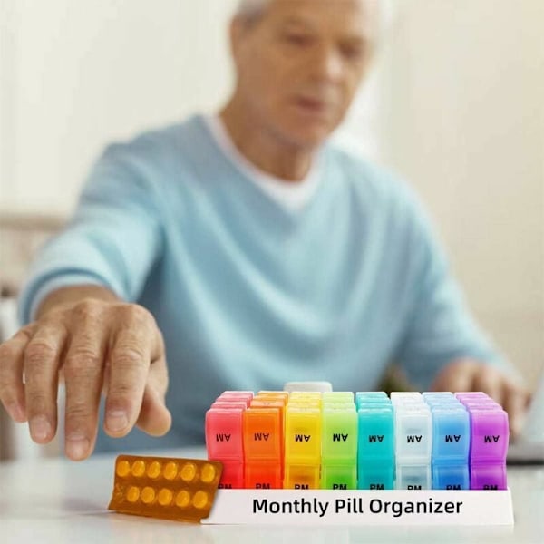 Monthly Pill Organizer with Two Compartments Per Day, Provides a 30-Day Pill Box with Small Compartments.
