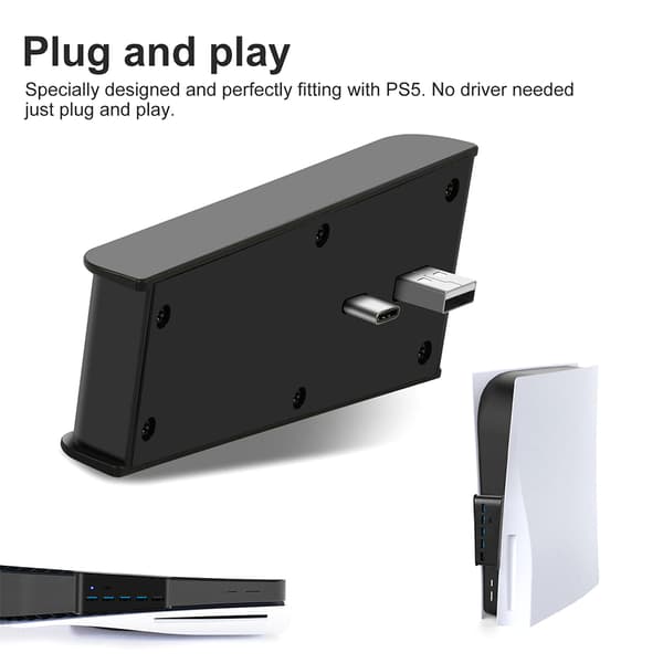 PS5 Host HUB Konverter USB Høyhastighets Overføringsutvidelse Black