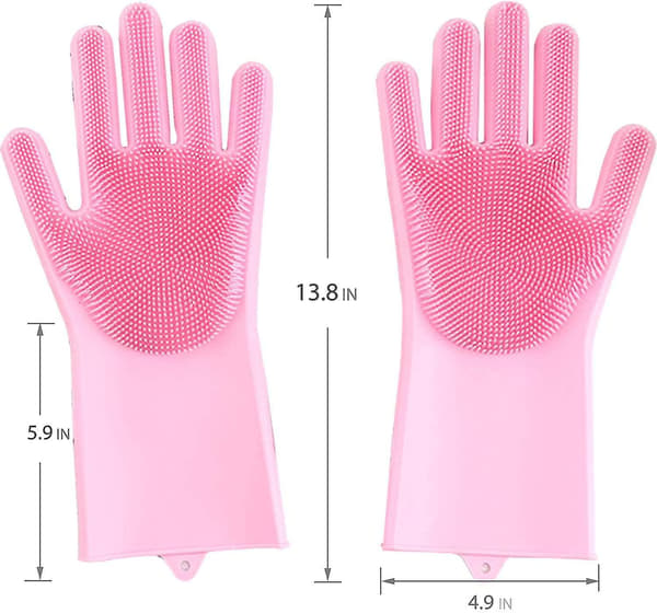 Oppvaskhansker, Rengjøringssilikon Oppvaskhansker, Silikonhansker, Magic Gloves Rosa