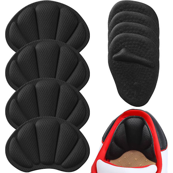 4 st hälkuddar & 4 st självhäftande fotdynor Black