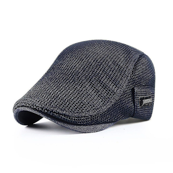 Sommar Andningsbar Mesh Newsboy Keps, Utomhus Golfhatt (Marinblå) black