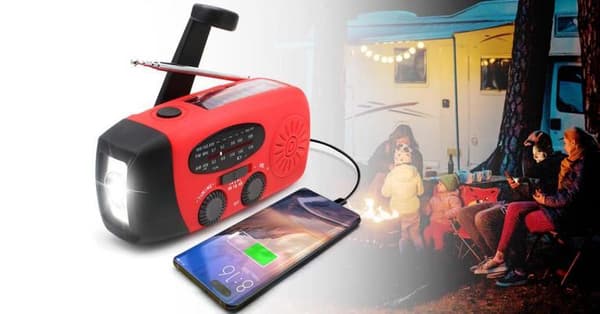 Laadukas hätäradio, aurinkopaneeli - Sähkön tarpeeseen Red