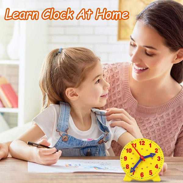 Cm Wealth Learning Clock för barn, Student Learning Clocks Undervisningstid 12/24 timmar Utrustad klocka 4+år Gul
