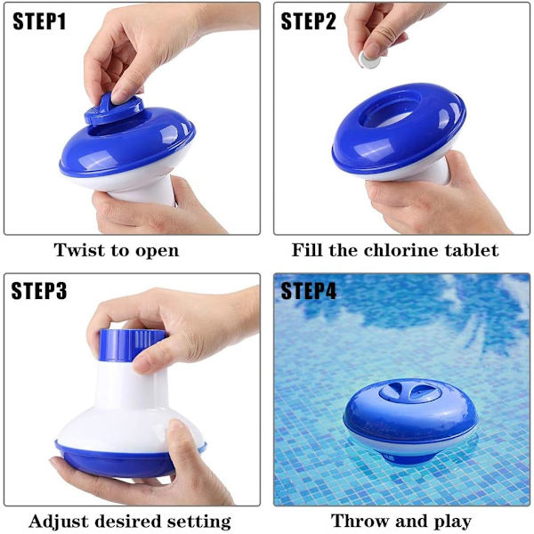 Flydende dispenser klortabletter boblebad pool spa, flydende poolklor, klortabletholder (5 tommer)