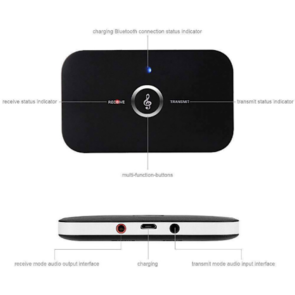 2-i-1 Bluetooth-sender og -mottaker Trådløs TV Stereo o Adapter