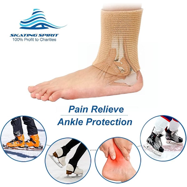 Skating Spirit Ankel Gel Sleeves (1 par) - Ankelbeskyttelse til kunstskøjteløb, ishockey, rulleskøjter, hockey, inlines og ski med hårde støvler Beige