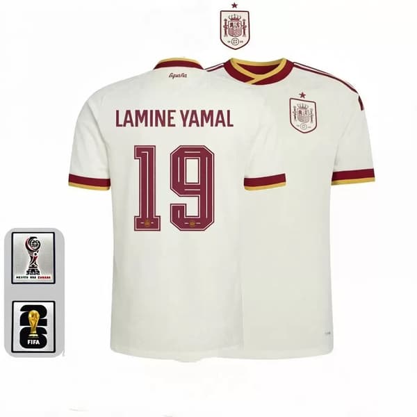 Fotbollsställ Spanien Bortaställ VM 2026 Nr 19 Yamal L