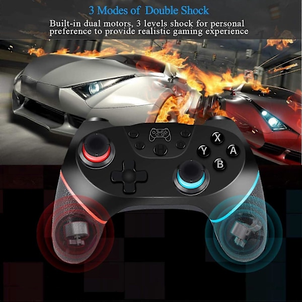 Switch-controller til Nintendo, Trådløs Pro-controller til Nintendo Switch/Switch Lite, Fjernbetjening Gamepad, Turbo og Dobbelt Vibration