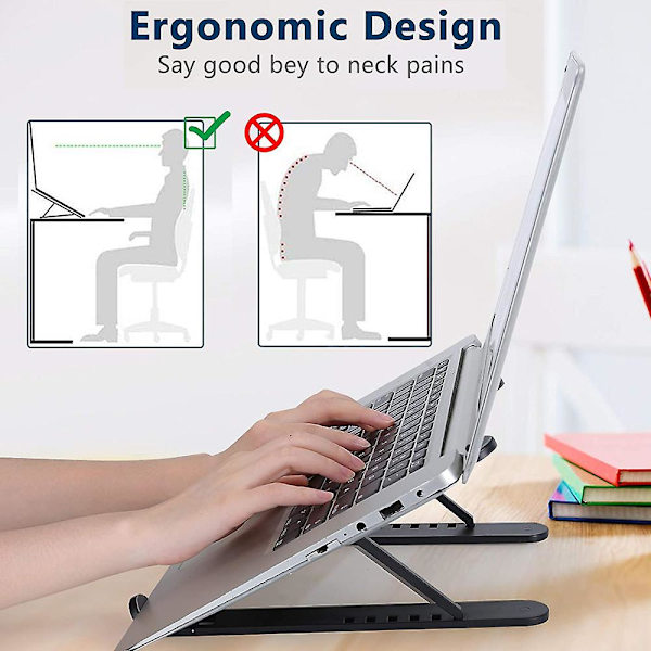 Laptopställ, Bärbart Laptopställ För Skrivbord, 6-nivåer Justerbart