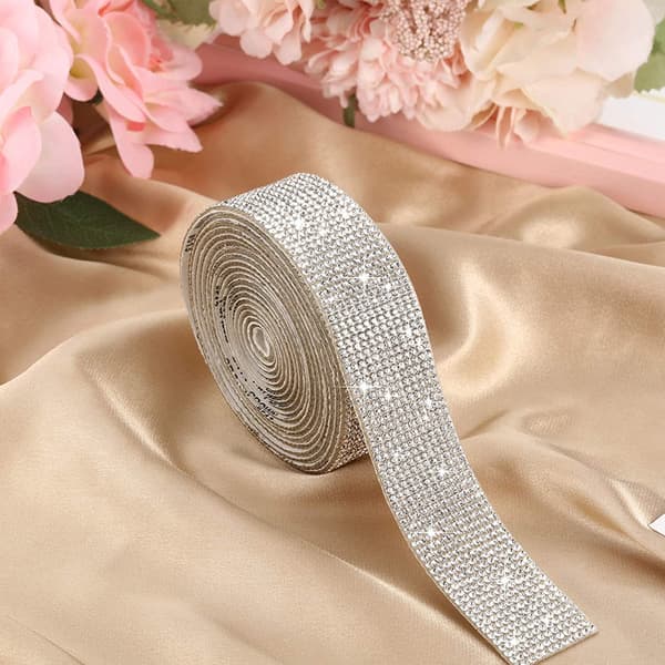 Självhäftande kristall strass diamantband DIY dekoration Silver