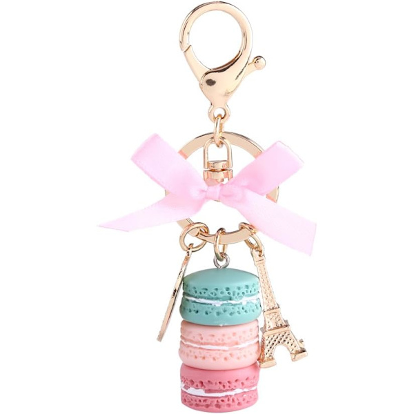 Legering Macaron Nøglering Sød farverig Macaron Eiffeltårn