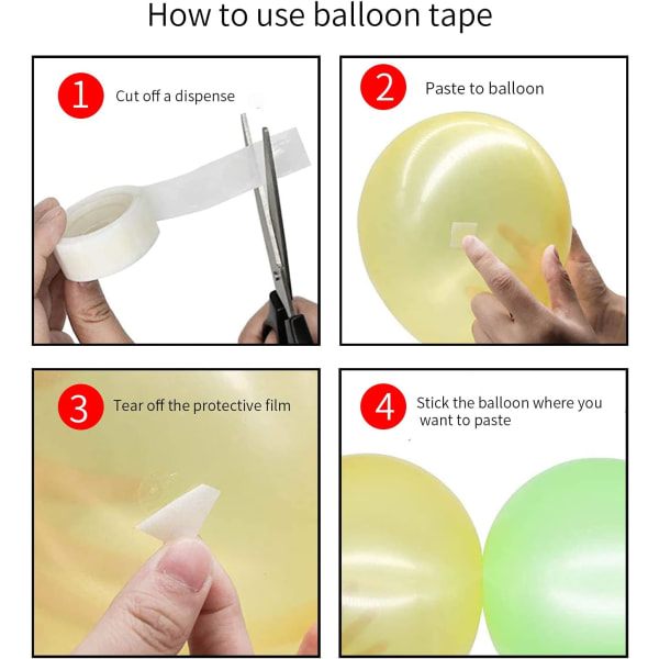 Ballonbuesæt, ballonbuetape, ballonbåndsstrimmel, dekorationsstrimmel til ballonguirlande, til festbryllup/fødselsdag (enkelt hul*2)