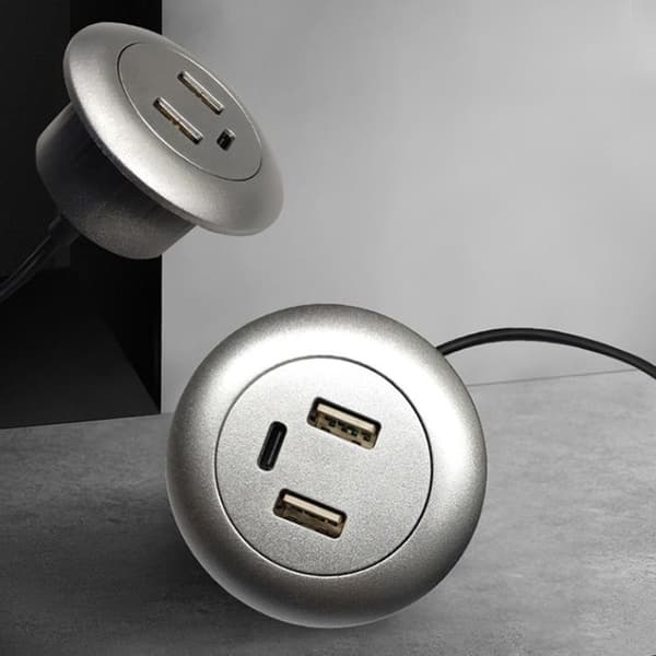 Innebygd Desktop USB TYPE-C Lader Møbelkontakt Lading silver