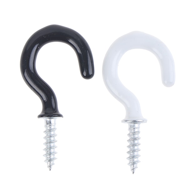 10 st Mugghängare med axel, koppkrokar Heavy Duty, skruvbara takkrokar L White