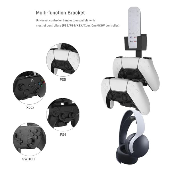 Vægmonteret Headset Spilcontroller Holder til PS5/PS4/xBox/Switch