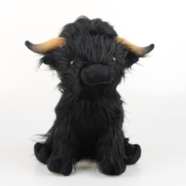 25 cm Highland Cow mjukisplysch skotsk skotsk ko present Black