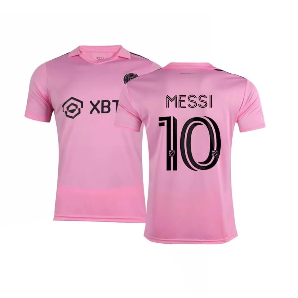 Miami hemma och borta nr 10 Lionel Messi International Major League fotbollströjor set vuxen tröja (strumpor ingår) XL Pink