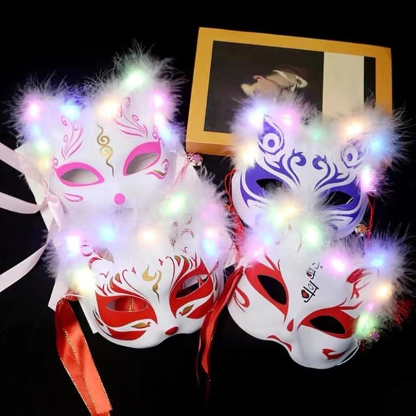 Halloween Maske Ræv Stil Glødende Let Cover