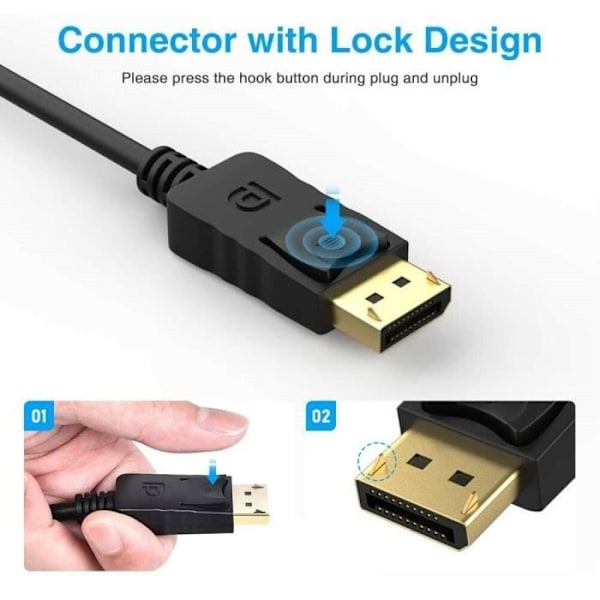 DP Han til HDMI displayport videoadapterkabel trippelskærmet høj kvalitet 1080p lyd