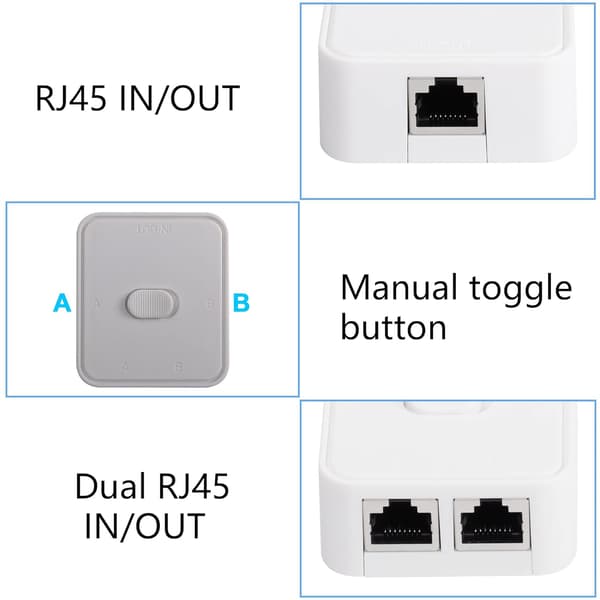 Nettverksswitch 2 porter - RJ45 Nettverksvelgerboks