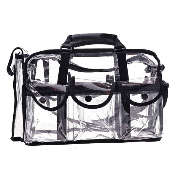 Transparent sminkeveske for reiser med store ytterlommer