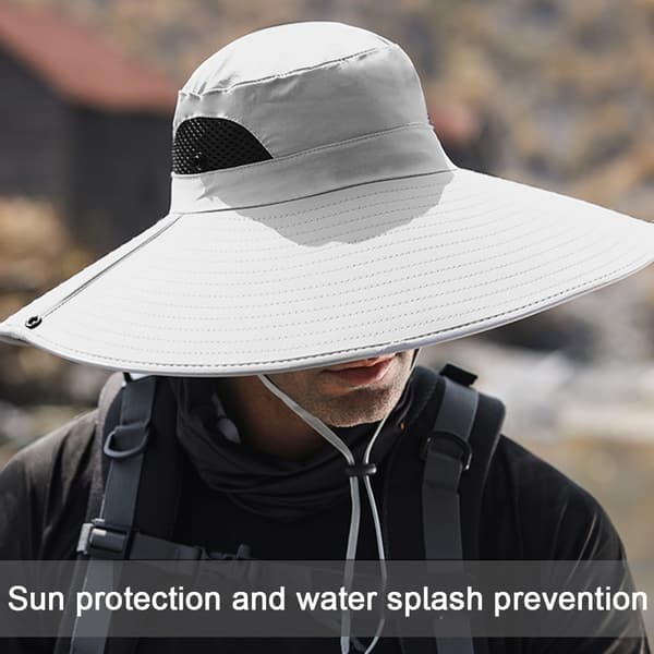 Solhatt med bred brätte Andningsbar Bucket Hat för fiske, vandring grey