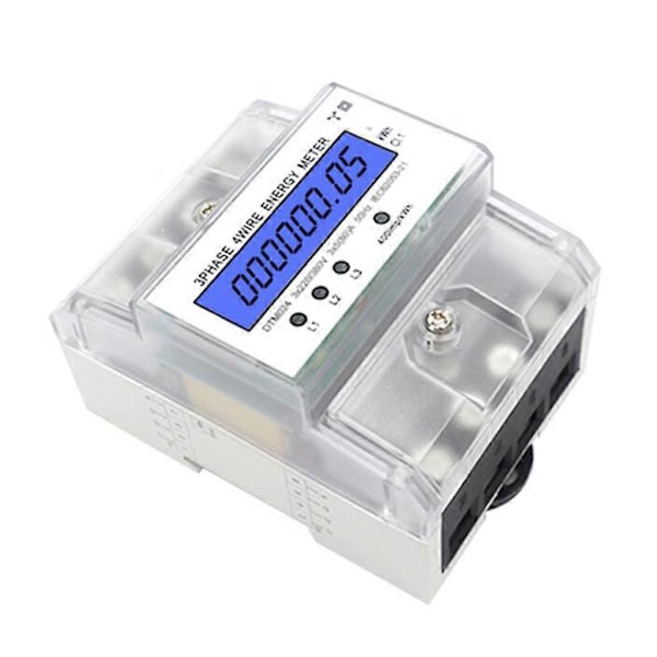 3-fas 4-ledare Energimätare 220/380V 5-80A Energiförbrukningsmätare KWh-mätare DIN-skena Montering Digital