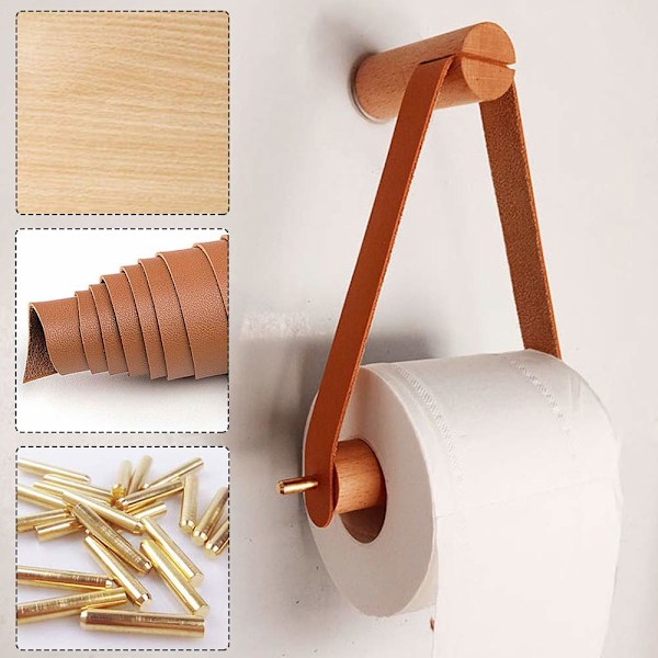 Toiletpapirholder, Kreativ toiletpapirholder i træ, Badeværelse Retro toiletpapirholder til toilet badeværelsesindretning